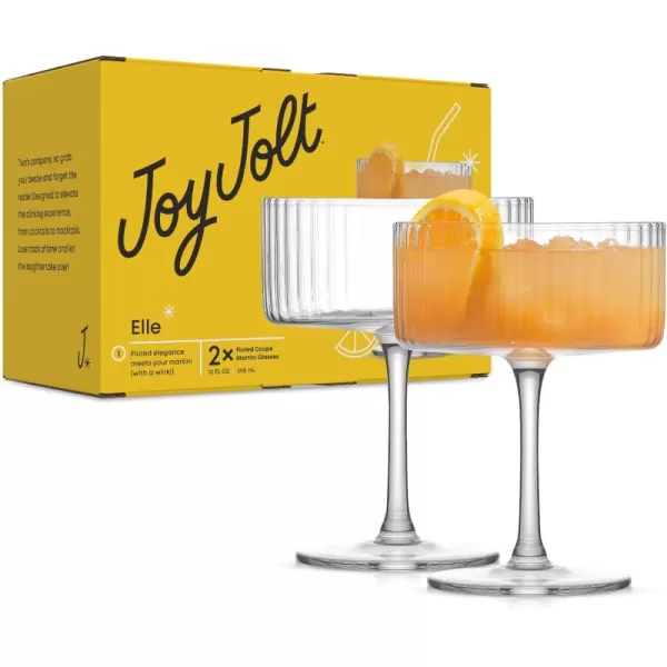 imageJoyJolt 16oz Fluted Highball Glasses  2 Ribbed Tall Cocktail Tumblers for Gin Juice WaterCoupe Glasses