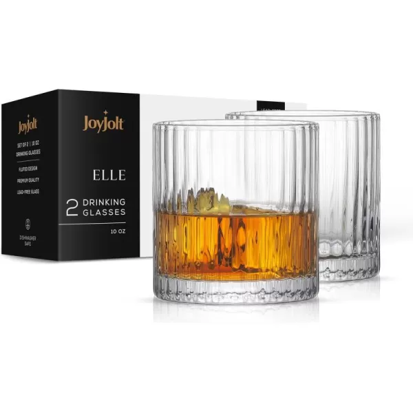 imageJoyJolt 16oz Fluted Highball Glasses  2 Ribbed Tall Cocktail Tumblers for Gin Juice WaterWhisky Glasses