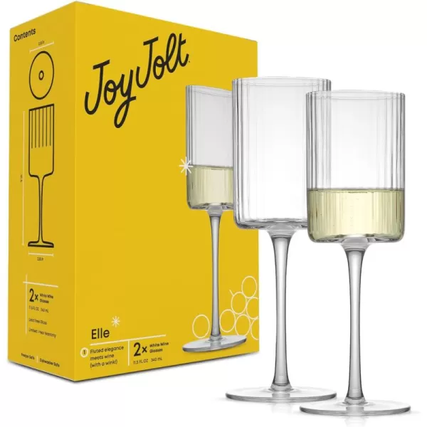 imageJoyJolt 16oz Fluted Highball Glasses  2 Ribbed Tall Cocktail Tumblers for Gin Juice WaterWhite Wine Glasses