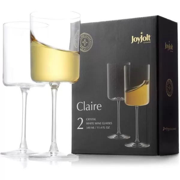 imageJoyJolt Claire 14oz Red Wine Glass Set Large Glasses Set of 2 Crystal Glasses Elegant Wide Rim Stemware  Modern with Stem Stemmed for Unique GiftsWhite Wine Glasses