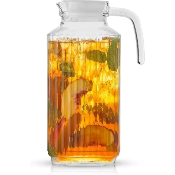 imageJoyJolt Glass Pitcher with Lid  50oz Glass Water Pitcher Iced Tea Jug Sun Tea Pitcher Lemonade Pitcher Juice Pitcher Mixed Drink Pitcher borosilicate Carafe with Handle and stainless steel Lid60 Ounces