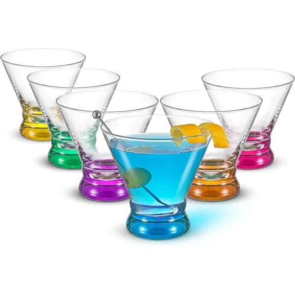 imageJoyJolt Hue Highball Glasses Set of 6 Tall Drinking Glasses 13oz Cocktail Glasses Bourbon Whiskey Glass Cups Set Mojito Glass Tumbler Tom Collins Glasses Water Glasses Colored Glassware SetsMartini Glasses