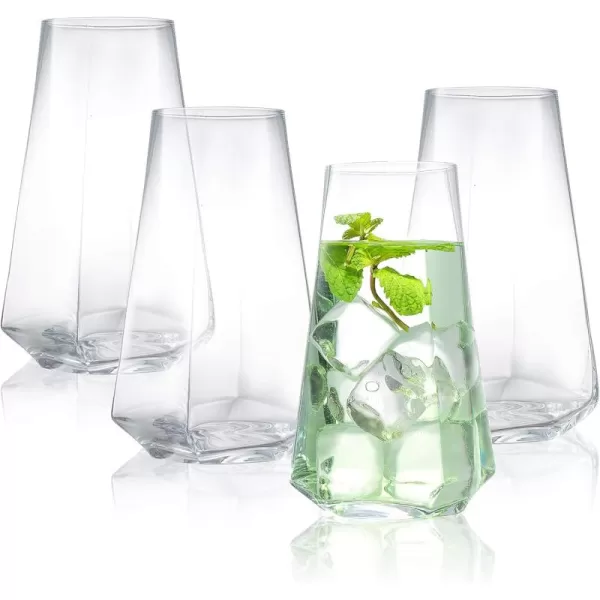 imageJoyJolt Infiniti Highball Glasses Set of 4  18Oz Cocktail Glasses  Glassware Drinking Set  Premium Crystal Glass  Modern and Practical Design  Drinking Glasses for Water Cocktail Beer Juice