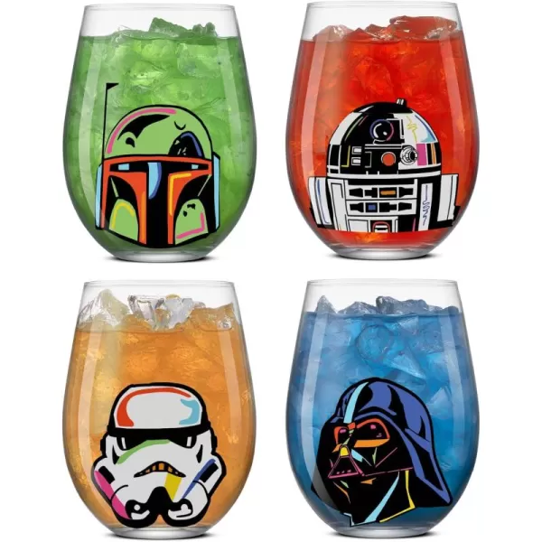 imageJoyJolt Star Wars Helmet Hues Tumblers Stemless Glasses Set of 4 19oz Stemless Drinking Glass Star Wars Kitchen Glasses Star Wars Gifts and Star Wars Collectibles for AdultsStar Wars Cosmic