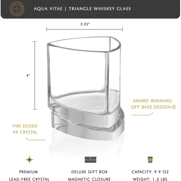imageJoyJolt Aqua Vitae Premium Whiskey Glass Set of 2 Triangle Whiskey Glasses with Off Set Base Old Fashioned Rocks Glasses for Scotch and Bourbon Whiskey Tumbler Gifts for Men