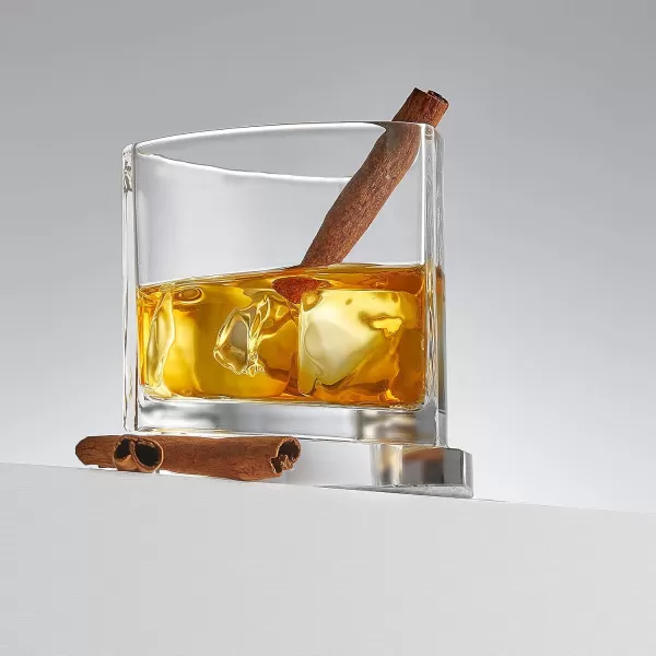 imageJoyJolt Aqua Vitae Premium Whiskey Glass Set of 2 Triangle Whiskey Glasses with Off Set Base Old Fashioned Rocks Glasses for Scotch and Bourbon Whiskey Tumbler Gifts for Men