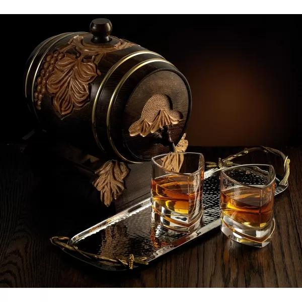 imageJoyJolt Aqua Vitae Premium Whiskey Glass Set of 2 Triangle Whiskey Glasses with Off Set Base Old Fashioned Rocks Glasses for Scotch and Bourbon Whiskey Tumbler Gifts for Men