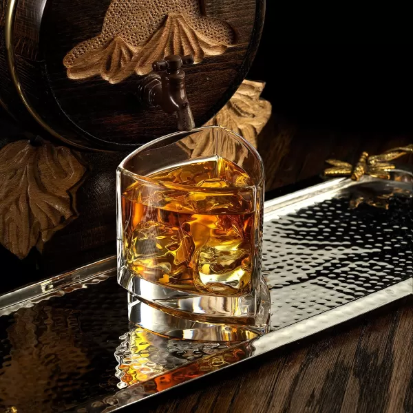 imageJoyJolt Aqua Vitae Premium Whiskey Glass Set of 2 Triangle Whiskey Glasses with Off Set Base Old Fashioned Rocks Glasses for Scotch and Bourbon Whiskey Tumbler Gifts for Men