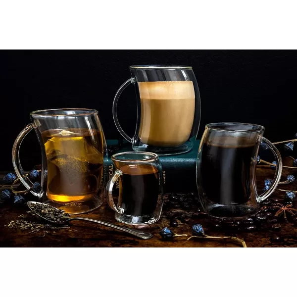 imageJoyJolt Caleo Collection Glass Coffee Cups Double Wall Insulated Mugs Set Of 2 Glasses 10 oz300ml10 ounces