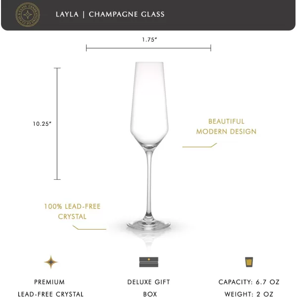 imageJoyJolt Champagne Glasses Layla Collection Set of 4  67 oz Elegant Crystal Stemmed Champagne Flutes for Prosecco Sparkling Wine Mimosas Cocktails Weddings Anniversaries Parties