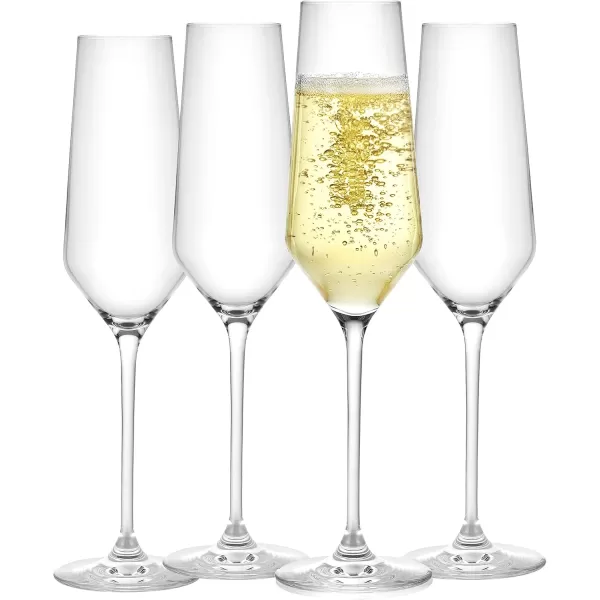 imageJoyJolt Champagne Glasses Layla Collection Set of 4  67 oz Elegant Crystal Stemmed Champagne Flutes for Prosecco Sparkling Wine Mimosas Cocktails Weddings Anniversaries Parties