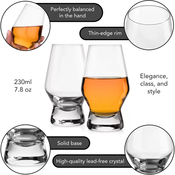 imageJoyJolt Crystal Whiskey Glasses Set of 2  78 Oz Rocks Glasses for Neat or Mixed Drinks  Lowball Whiskey Tumbler Cocktail Glasses with Unique SCurved Shape  Whiskey Glass Set