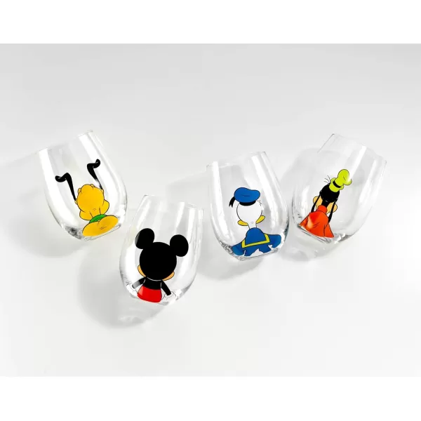 imageJoyJolt Disney Mickey Mouse Squad Collection Tumblers 15oz Stemless Wine Glasses Set of 4 Stemless Drinking Glasses Disney Gifts Stuff Disney Wine Glass Mickey Mouse Cup Set4 Count Pack of 1