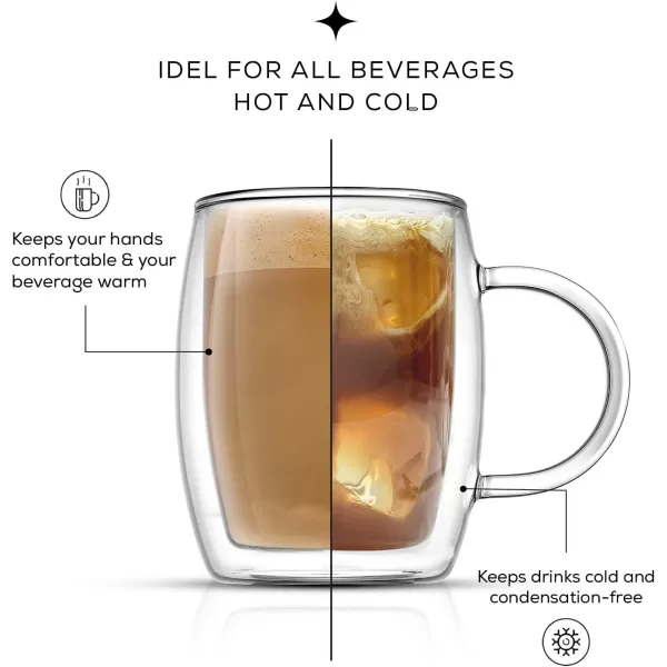 imageJoyJolt Double Wall Glass Coffee Mugs  135oz Double Walled Glasses Thermal Borosilicate Glass Insulated Coffee Mug Clear Coffee Glass Cup Cappuccino Mug Iced Coffee Cup Tea Mugs