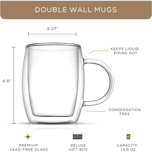 imageJoyJolt Double Wall Glass Coffee Mugs  135oz Double Walled Glasses Thermal Borosilicate Glass Insulated Coffee Mug Clear Coffee Glass Cup Cappuccino Mug Iced Coffee Cup Tea Mugs