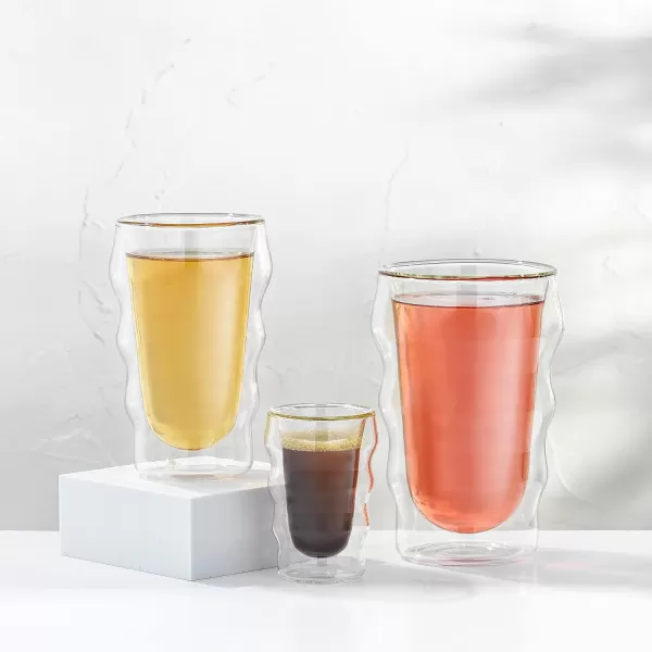 imageJoyJolt Double Wall Glasses  Christian Siriano Flux 135oz Insulated Cups 2x Double Walled Tumblers Mojito or Pina Colada Cocktail Glasses Latte Coffee Cups Iced Coffee Glasses Beer Glass Cups135 Oz