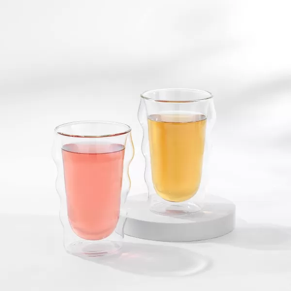 imageJoyJolt Double Wall Glasses  Christian Siriano Flux 135oz Insulated Cups 2x Double Walled Tumblers Mojito or Pina Colada Cocktail Glasses Latte Coffee Cups Iced Coffee Glasses Beer Glass Cups135 Oz