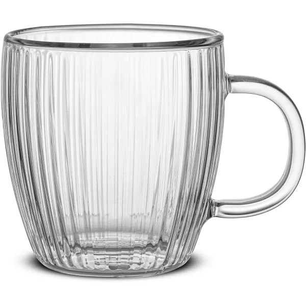 imageJoyJolt Fluted Glass Coffee Mugs Double Wall Coffee Mugs 135oz Clear Coffee Mug Set of 2 Latte Glasses Glass Cappuccino Mugs Clear Glass Coffee Mug Ribbed Mugs54Oz