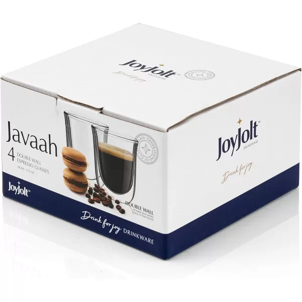 imageJoyJolt Javaah Double Walled Espresso Glasses Espresso Cups Set of 4 2Ounces4 Count Pack of 1