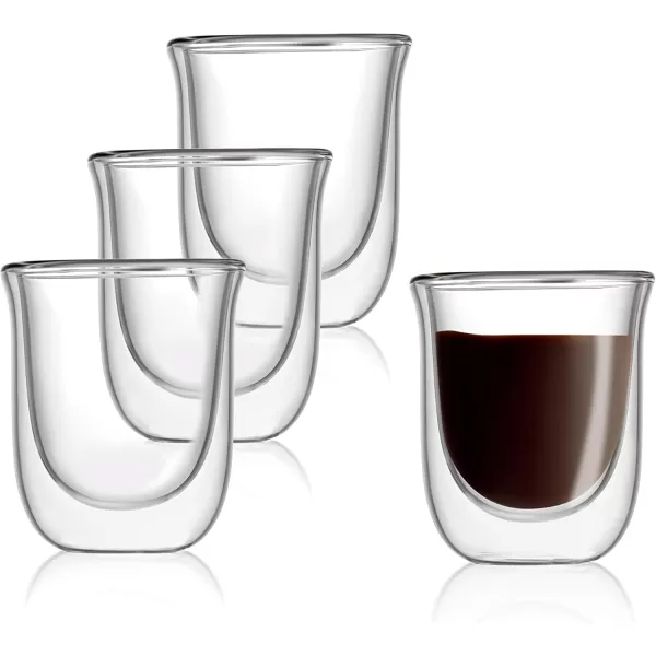 imageJoyJolt Javaah Double Walled Espresso Glasses Espresso Cups Set of 4 2Ounces4 Count Pack of 1