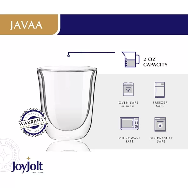 imageJoyJolt Javaah Double Walled Espresso Glasses Espresso Cups Set of 4 2Ounces4 Count Pack of 1