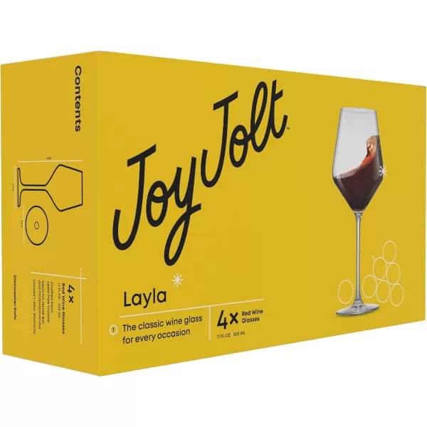 imageJoyJolt Layla White Wine Glasses Set of 4 Italian Glasses 135 oz Clear  Made in Europe17 Oz