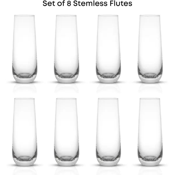 imageJoyJolt Milo Stemless Champagne Flutes Set of 8 Crystal Glasses 94oz Prosecco Wine Flute Mimosa Glasses Set Cocktail Glass Set Water Highball Glass Bar Glassware