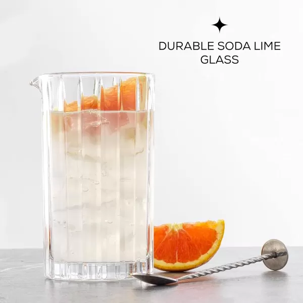 imageJoyJolt Mixing Glass Pitcher  Alina Ribbed Glassware 20oz Cocktail Mixing Glass Beaker Modern Art Deco Cocktail Stirring Glass Heavy Base Glassware