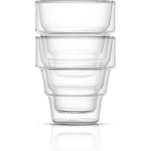 imageJoyJolt Pila Double Walled Espresso Glasses Set of 2 Espresso Cups 3 Ounce Capacity Stackable Thermal Clear Glass Cups Ideal Fit for Espresso Machine and Coffee Maker