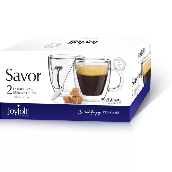 imageJoyJolt Savor set of 4 espresso cups  2 fluted and 2 non fluted glasses