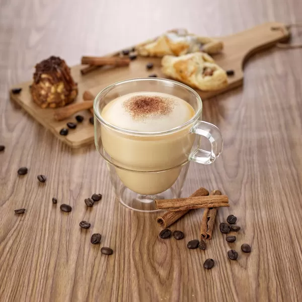 imageJoyJolt Stoiva Double Wall Insulated Coffee Mugs  115 oz Glasses Set with Handle Ideal for Hot and Cold Drinks  Large Mugs for Coffee Latte Cappuccinos Tea  Stackable Modern Design  Set of 4