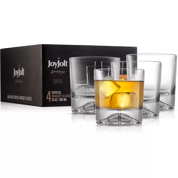 imageJoyJolt Swish Crystal Whiskey Glasses Set 4 Basketball Whiskey Glass 10oz Old Fashioned Glass Rocks Glass Scotch Glasses Bourbon Glass Tumbler Liquor Drink Glasses or Short Cocktail Glass