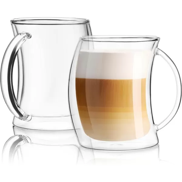 imageJoyJolt Caleo Collection Glass Coffee Cups Double Wall Insulated Mugs Set Of 2 Glasses 10 oz300ml13 ounces