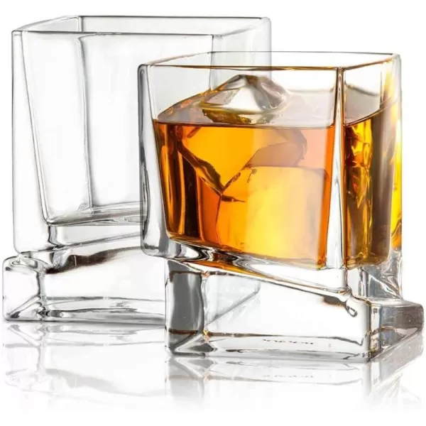 imageJoyJolt Carre Square Whiskey Glasses 10 Oz Set of 2 Old Fashioned Glasses