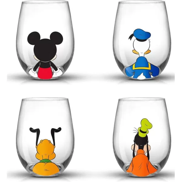 imageJoyJolt Disney Mickey Mouse Squad Collection Tumblers 15oz Stemless Wine Glasses Set of 4 Stemless Drinking Glasses Disney Gifts Stuff Disney Wine Glass Mickey Mouse Cup Set4 Count Pack of 1