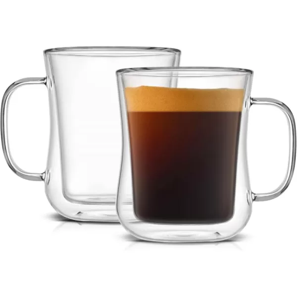 imageJoyJolt Double Wall Glass Coffee Mugs  135oz Diner Coffee Mug Set of 2 Glass Coffee Cups Insulated Coffee Mug Cappuccino Cup Latte Cup Glasses That Dont Sweat Clear Mugs for Hot Beverages