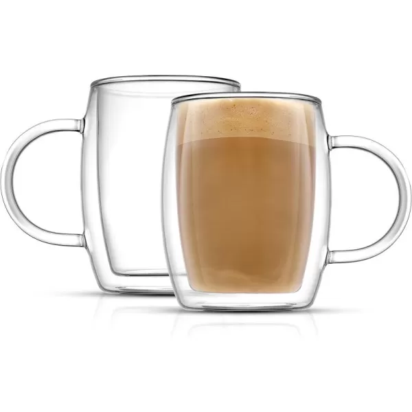 imageJoyJolt Double Wall Glass Coffee Mugs  135oz Double Walled Glasses Thermal Borosilicate Glass Insulated Coffee Mug Clear Coffee Glass Cup Cappuccino Mug Iced Coffee Cup Tea Mugs