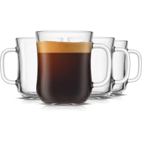 imageJoyJolt Glass Coffee Cups  155oz Diner Coffee Mug Set of 4 Glass Coffee Mugs Coffee Bar Accessories Cafe Style Clear Coffee Mug Cappuccino Cup Latte Cup Tea Cup Large Espresso GlassesSet of 4