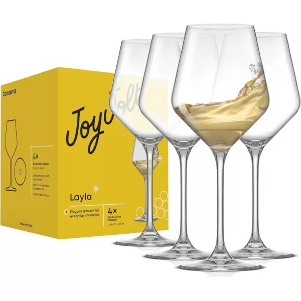 imageJoyJolt Layla White Wine Glasses Set of 4 Italian Glasses 135 oz Clear  Made in Europe135 Oz