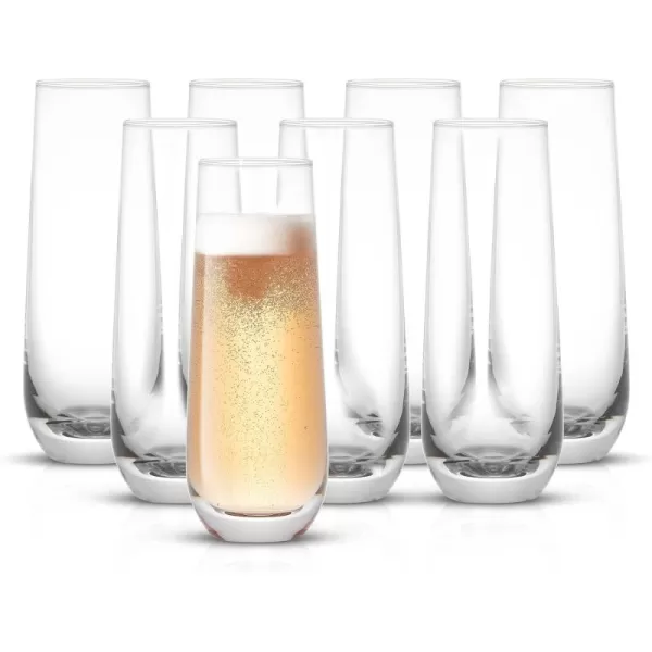 imageJoyJolt Milo Stemless Champagne Flutes Set of 8 Crystal Glasses 94oz Prosecco Wine Flute Mimosa Glasses Set Cocktail Glass Set Water Highball Glass Bar Glassware