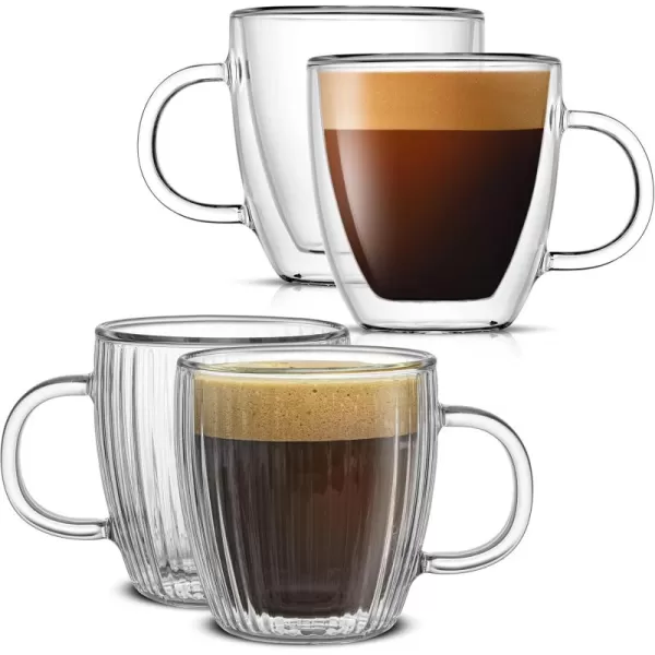 imageJoyJolt Savor set of 4 espresso cups  2 fluted and 2 non fluted glasses