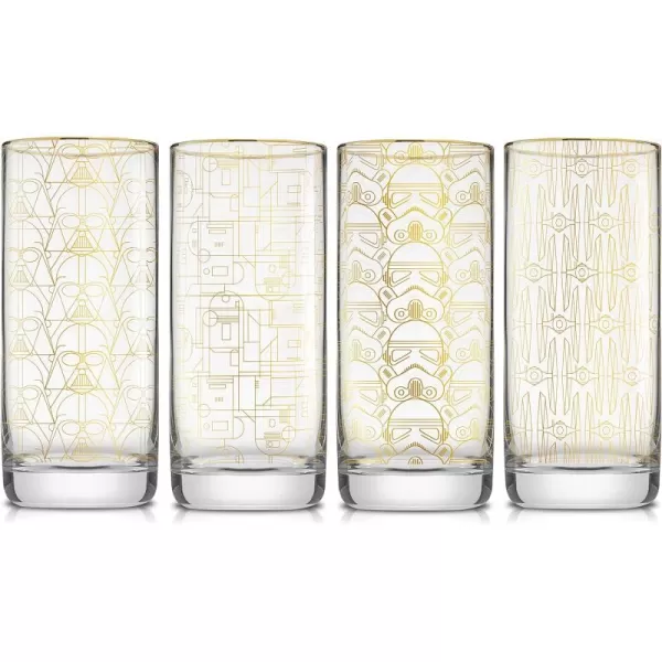 imageJoyJolt Star Wars Glassware Deco Highball Glasses Set of 4 135oz Star Wars Glasses Highball Glass Tumbler with Darth Vader in a Retro Crystal Glass Cup Tall Drinking Water Glasses For KitchenHighball Glasses