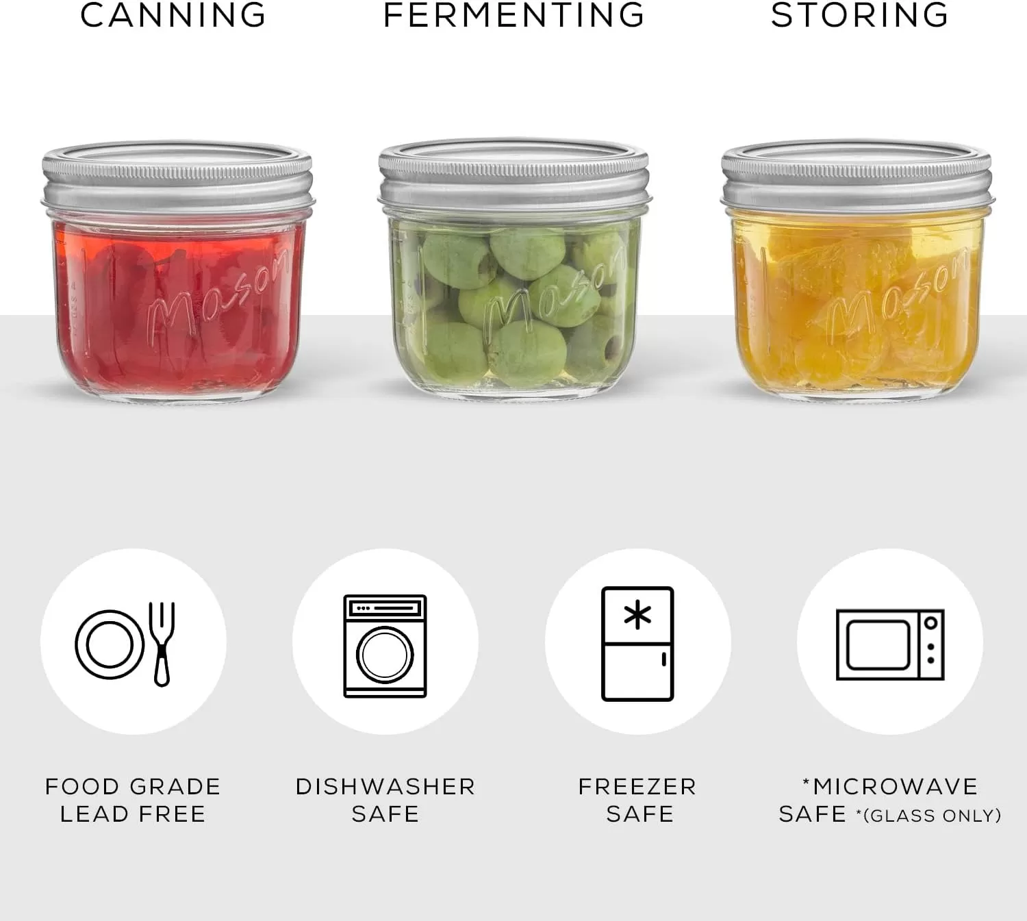 image8 Oz Mason Jars With Lids Labels and Measures 6Pack Wide Mouth Glass Jar with Lid and Band Airtight Canning Jars Overnight Oats Jars Salad Jars Sourdough Starter Jar8 Oz