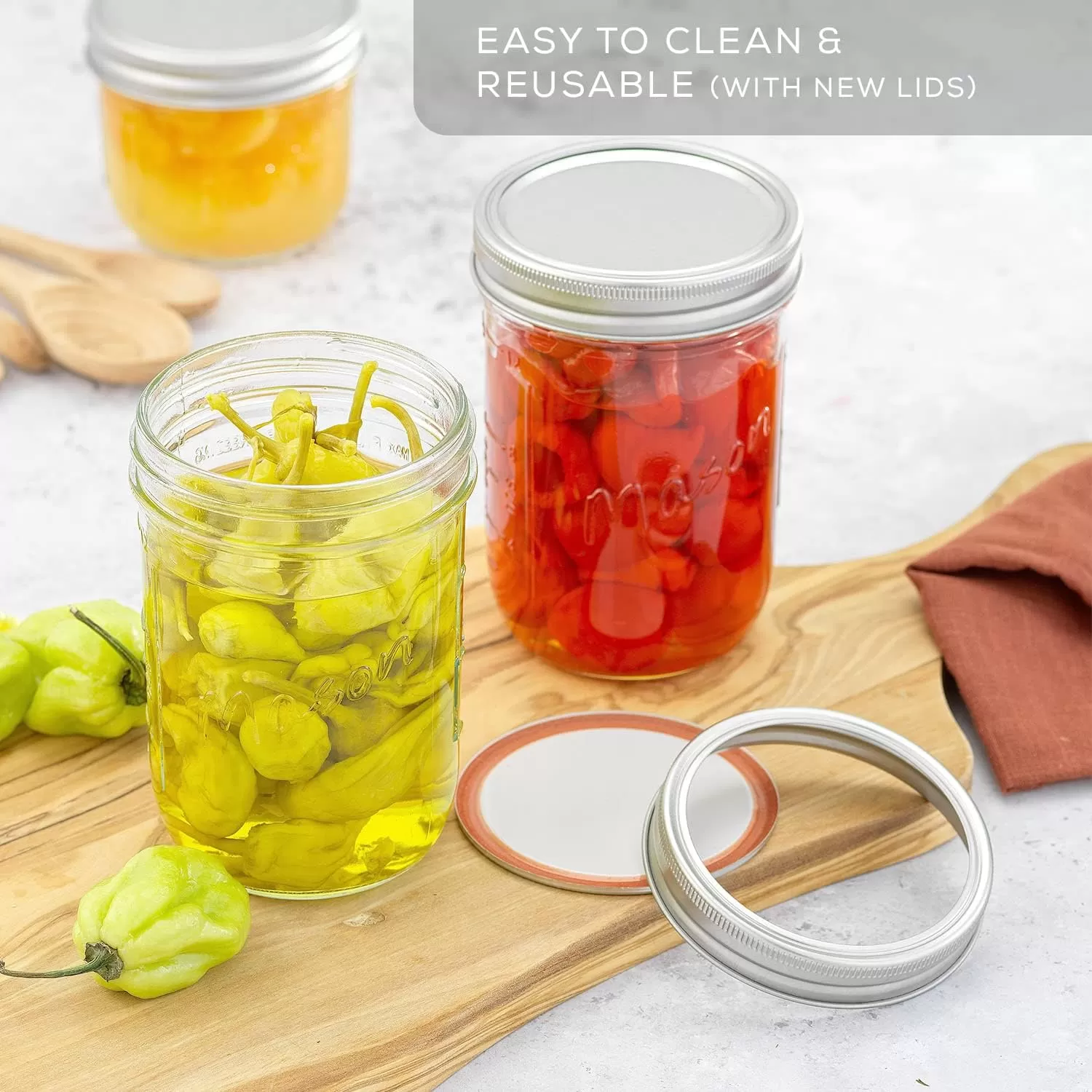 image8 Oz Mason Jars With Lids Labels and Measures 6Pack Wide Mouth Glass Jar with Lid and Band Airtight Canning Jars Overnight Oats Jars Salad Jars Sourdough Starter Jar16 Oz