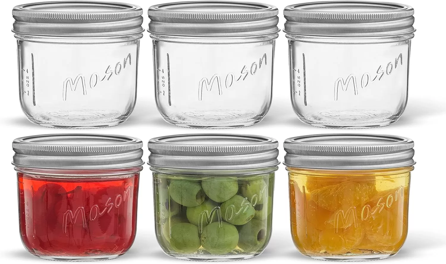 image8 Oz Mason Jars With Lids Labels and Measures 6Pack Wide Mouth Glass Jar with Lid and Band Airtight Canning Jars Overnight Oats Jars Salad Jars Sourdough Starter Jar8 Oz