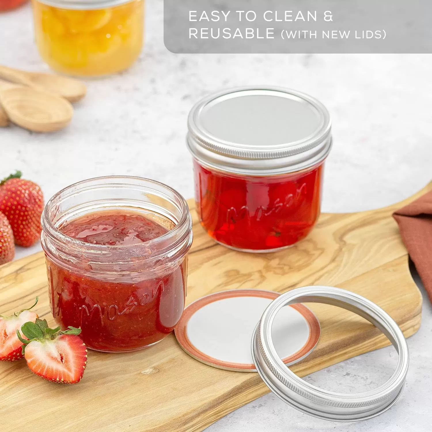 image8 Oz Mason Jars With Lids Labels and Measures 6Pack Wide Mouth Glass Jar with Lid and Band Airtight Canning Jars Overnight Oats Jars Salad Jars Sourdough Starter Jar8 Oz