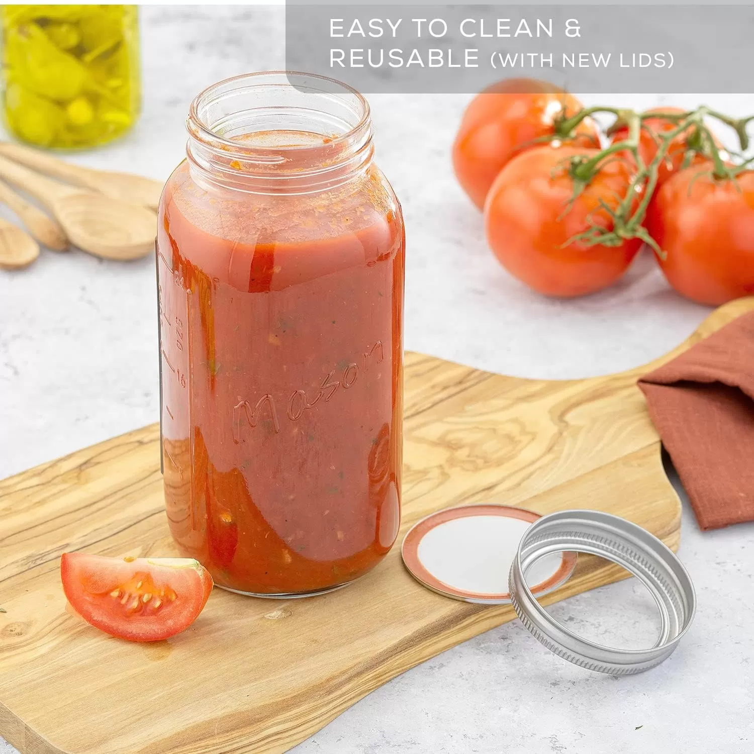 image8 Oz Mason Jars With Lids Labels and Measures 6Pack Wide Mouth Glass Jar with Lid and Band Airtight Canning Jars Overnight Oats Jars Salad Jars Sourdough Starter Jar32 Oz