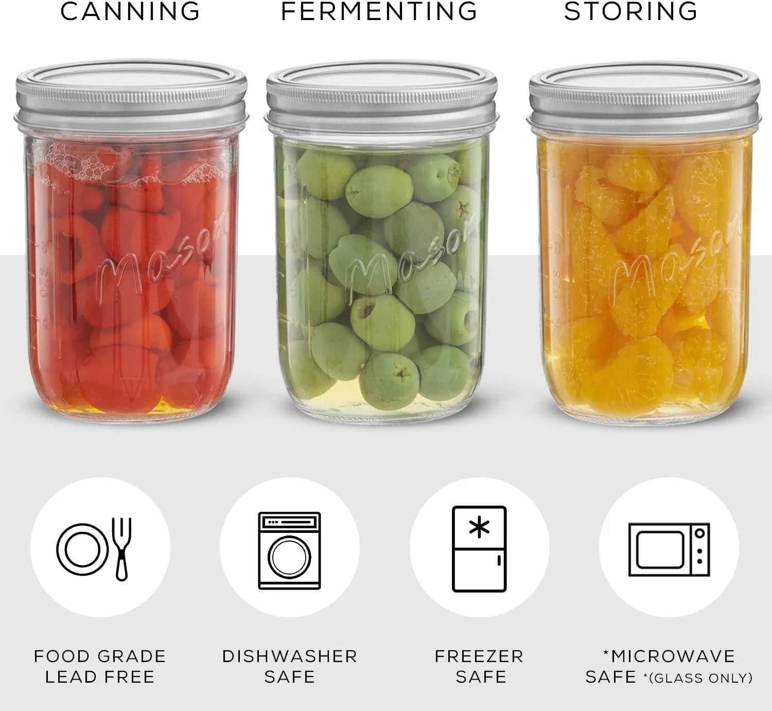 image8 Oz Mason Jars With Lids Labels and Measures 6Pack Wide Mouth Glass Jar with Lid and Band Airtight Canning Jars Overnight Oats Jars Salad Jars Sourdough Starter Jar16 Oz