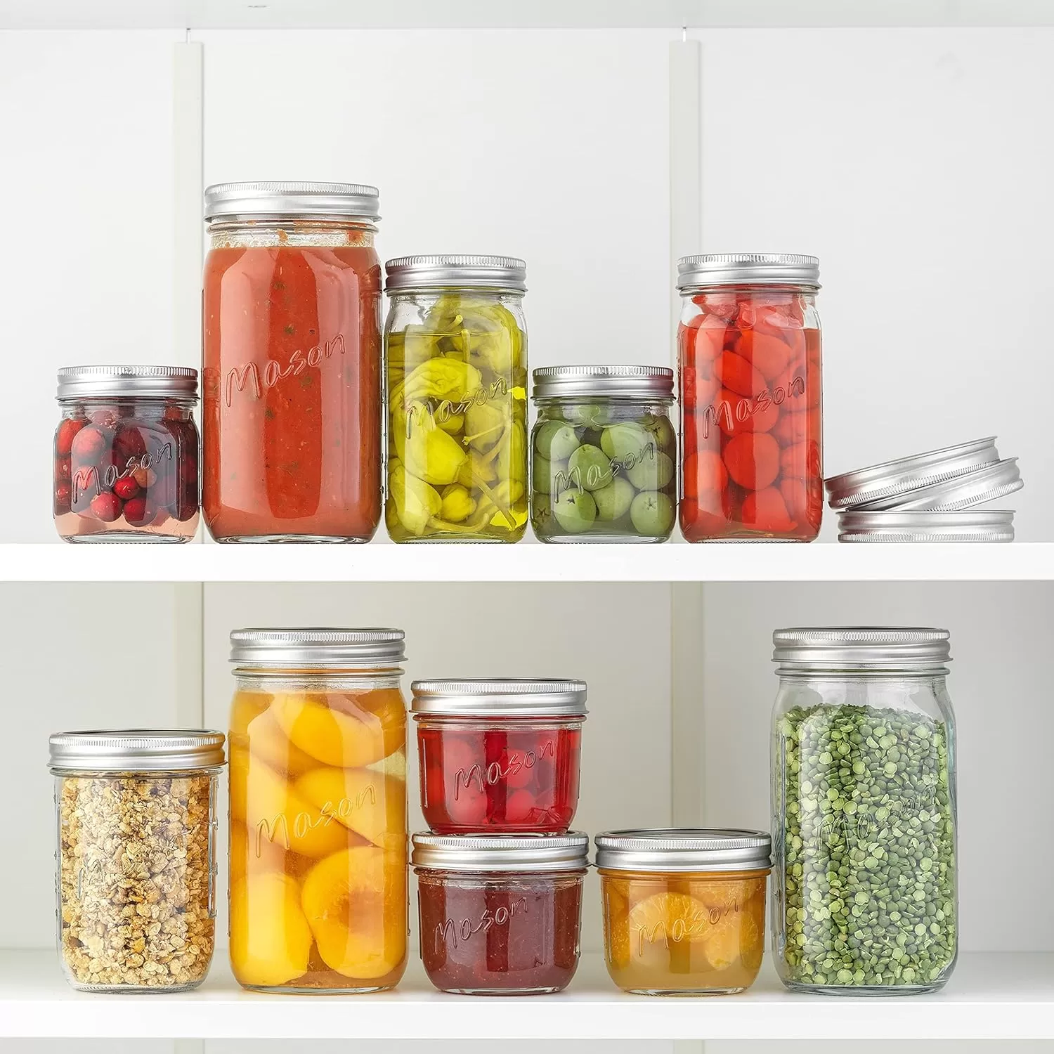 image8 Oz Mason Jars With Lids Labels and Measures 6Pack Wide Mouth Glass Jar with Lid and Band Airtight Canning Jars Overnight Oats Jars Salad Jars Sourdough Starter Jar32 Oz