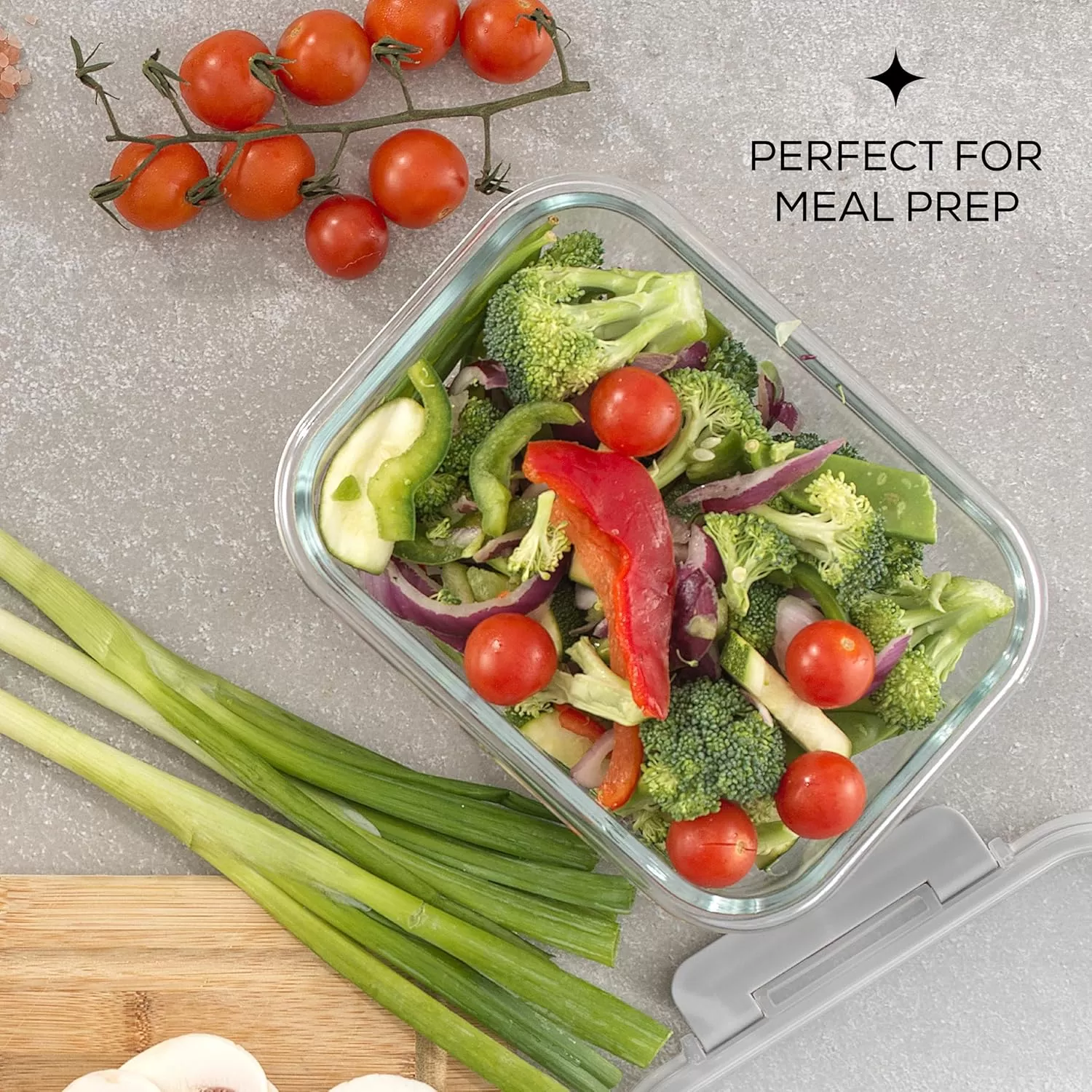imageJoyJolt 24pc Fluted Glass Storage Containers with Lids 12 Airtight Freezer Safe Food Storage Containers Pantry Kitchen Storage Containers Glass Meal Prep Containers for LunchGray